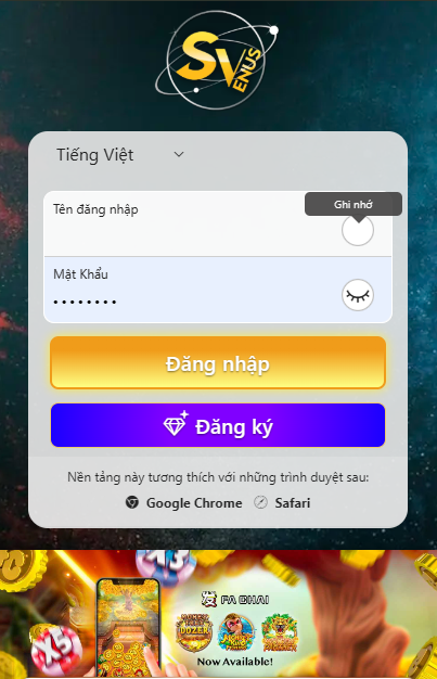 Giao diện trang đặt cược